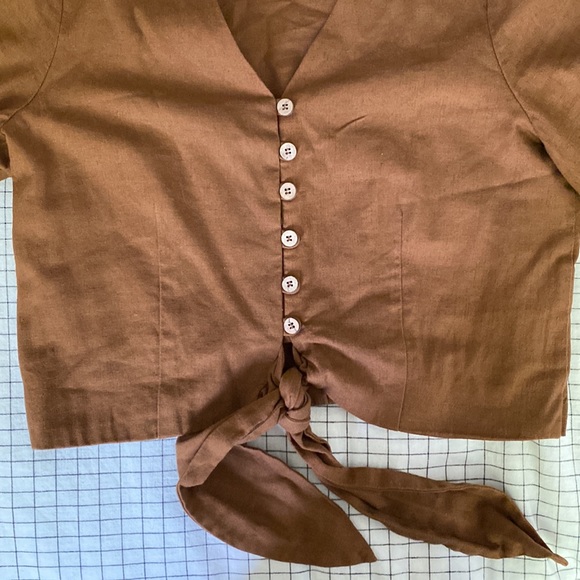 Joie Brown Linen Blouse - Picture 3 of 6